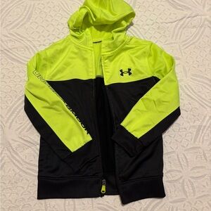 Under Armour Bright Yellow and Black Jacket and matching shorts